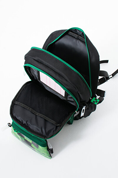 Sona Park Mine Creeper Korean Style Multi-Compartment School Bag with Accessories, Lunch Box and Pencil Case Set