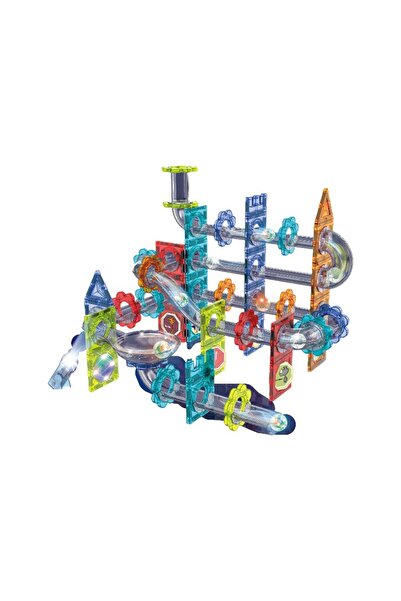 Toysea Light Magnetic Blocks Marble Run Set, 120 Pcs LED Building Tiles with Gears, Tracks & Fantasy Lamp