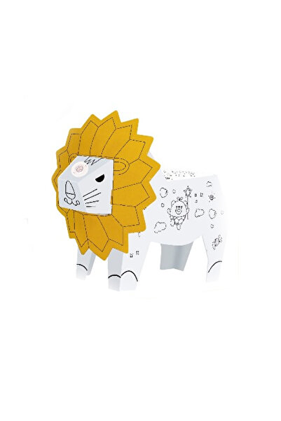 Toysea Cute DIY Doodle Lion Play House with Music & Light, Personalized Kids’ Coloring Craft Paper Model