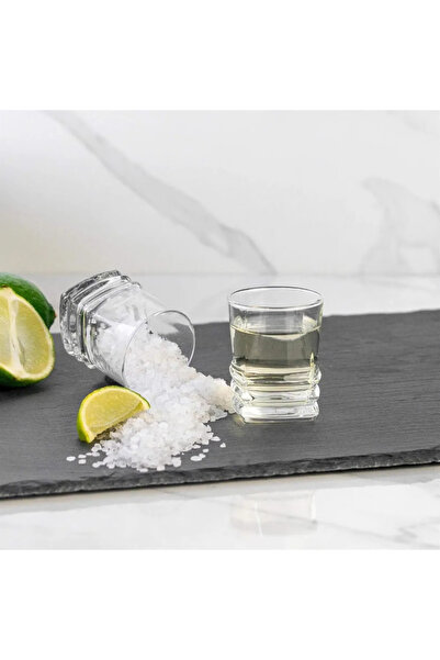 ABYZ Set of 6 Clear Glass Glasses with Embossed Pattern, 85ml Capacity, Ideal for Aperitifs