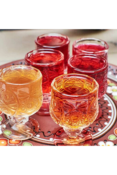 ABYZ Set of 6 Glasses with Decorative Stem Elegant Vintage Embossed Model 150ml for Liquor and Aperitifs