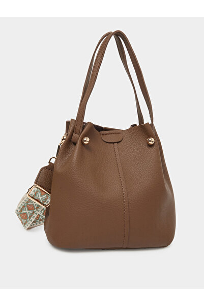 Styli Brown Leather Bucket Bag