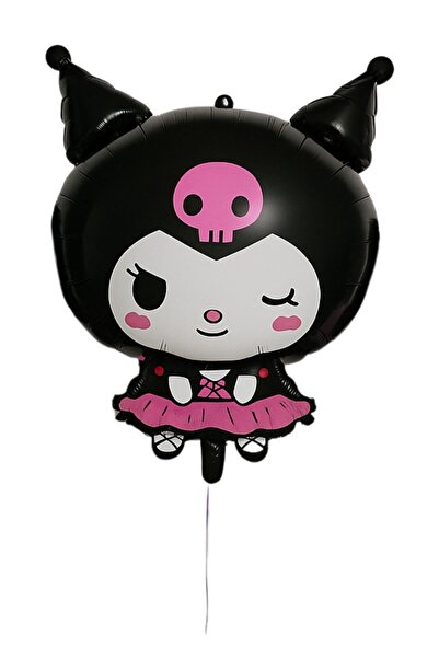 PARTİAVM 4 Year Old Kuromi Theme Birthday Balloon Set Black Number Happy Birthday Banner Helium Compatible Flying Balloon