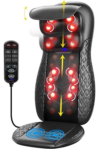 SKY LAND جهاز تدليك الرقبة والظهر EM-5227 مع الحرارة والشياتسو والتدحرج ومقعد الاهتزاز لتخفيف الألم