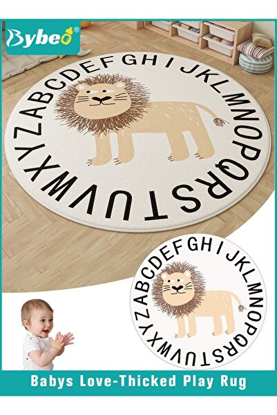 BYBEO Round Rug for Baby, Kids Play Mat, Toddlers Crawling Cushion for Boys and Girls, Cute Circle Carpet
