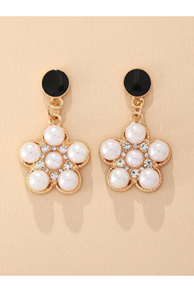 Take Two By Styli Faux Pearl Floral Drop Earrings