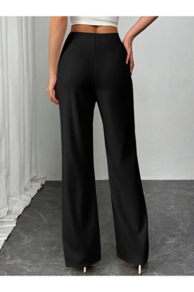 Take Two By Styli Black High Rise Flared Trousers