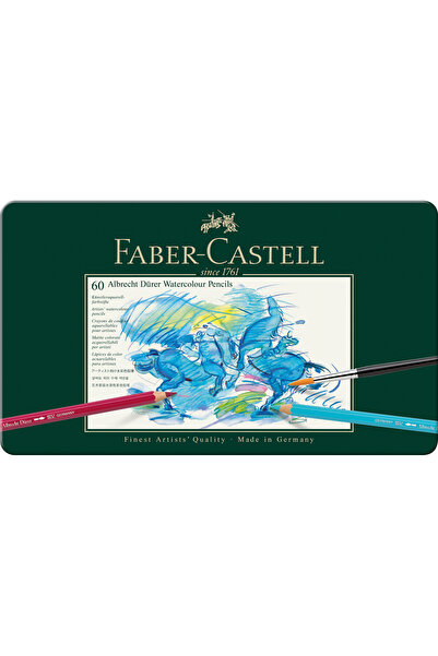 Faber Castell أقلام ألوان مائية من ألبريشت دورر - علبة معدنية تحتوي على 60 لونًا