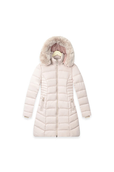 SETTY KOOP Women’s Long Slim-Fit Puffer Coat with Plush Faux Fur Hood, Winter Jacket with Zip Pockets