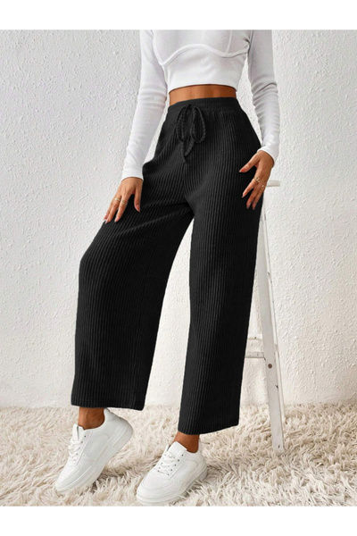 Take Two By Styli Textured Solid Elastic Drawstring Waist Pants