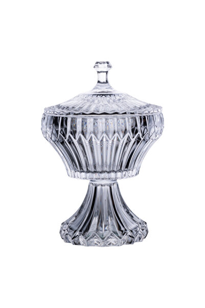 ABAREEK A luxurious glass date bowl with a classic design and a striped base.