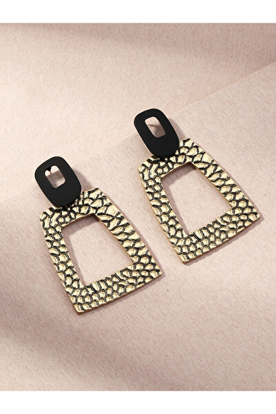 Take Two By Styli Gold Square Textured Earrings