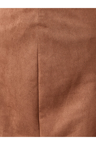 Styli Brown Suede A-Line Midi Skirt