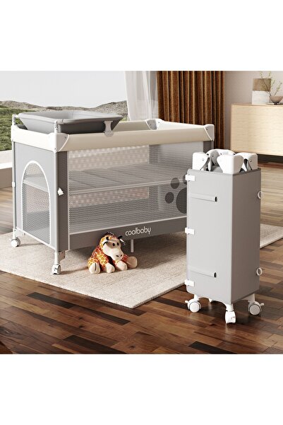 Hibobi Premium Store-Style Foldable Baby Crib with Diaper Table, Suitable for Outdoor Use