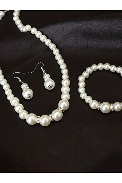 Take Two By Styli Faux Pearl Necklace, Earrings and Bracelet Set