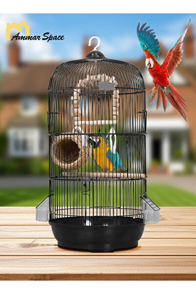 Ammar Space Round Bird Cage for Small Birds - Black