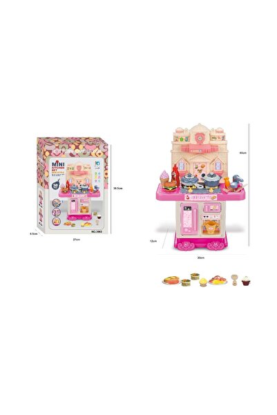 Toysea Mini Kitchen Play Set with Sound & Light, Pretend Cooking Toy with Utensils