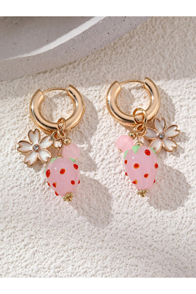 Take Two By Styli أقراط دائرية على شكل فاكهة الفراولة