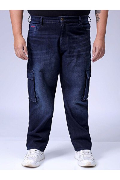 HardSoda By Styli Plus Size Men Blue Mid-Rise Cargo Jeans