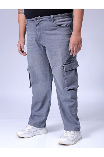HardSoda By Styli Plus Size Men Light Wash Grey Cargo Jeans