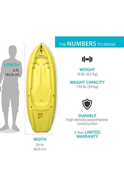 LifeTime 6 ft (1.8m) 1-Man Wave Youth Kayak with Bonus Paddle (Yellow)