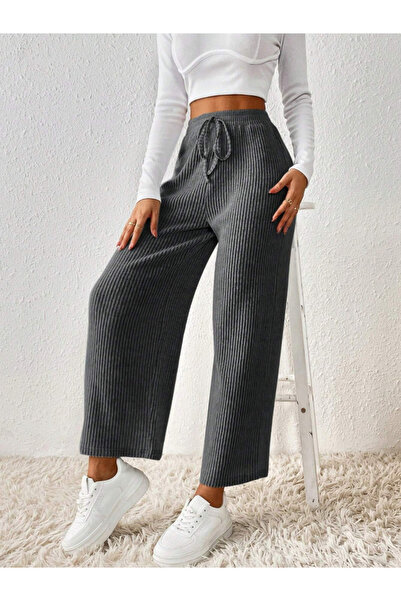 Take Two By Styli Textured Solid Elastic Drawstring Waist Pants