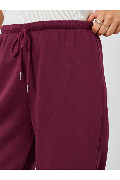Styli Burgundy Wide Leg Knit Joggers