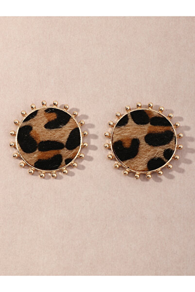 Take Two By Styli أقراط دائرية بطبعة جلد النمر
