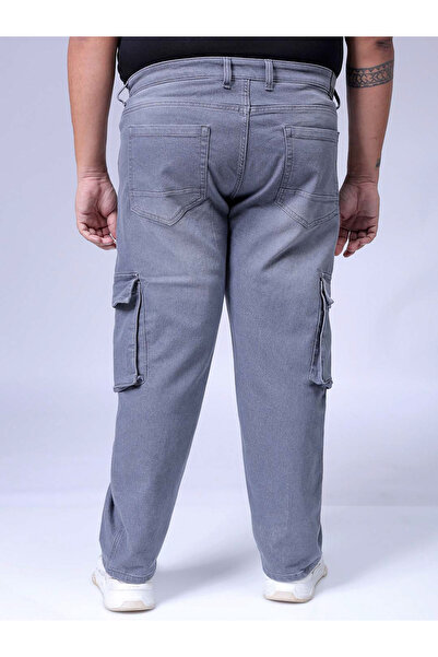 HardSoda By Styli Plus Size Men Light Wash Grey Cargo Jeans