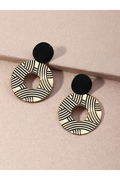 Take Two By Styli Textured Round Hoop Drop Earrings