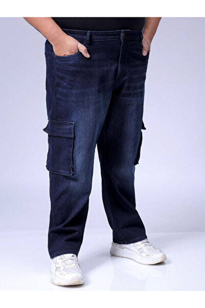 HardSoda By Styli Plus Size Men Blue Mid-Rise Cargo Jeans