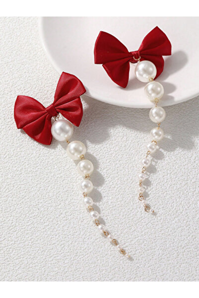 Take Two By Styli Bow Faux Pearl Tassel Earrings