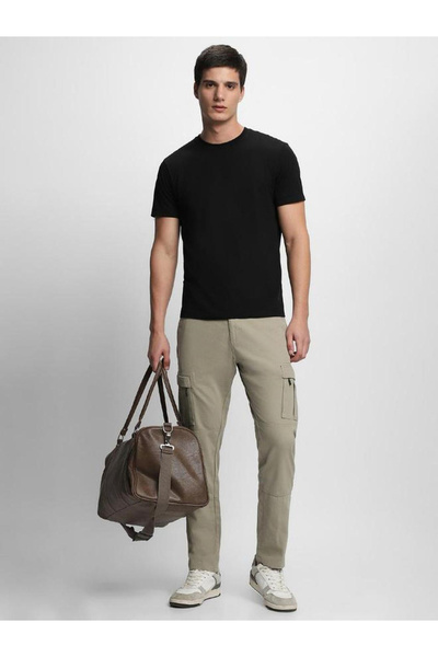 Dennis Lingo By Styli Men Beige Mid Rise Slim Fit Cargo Pants