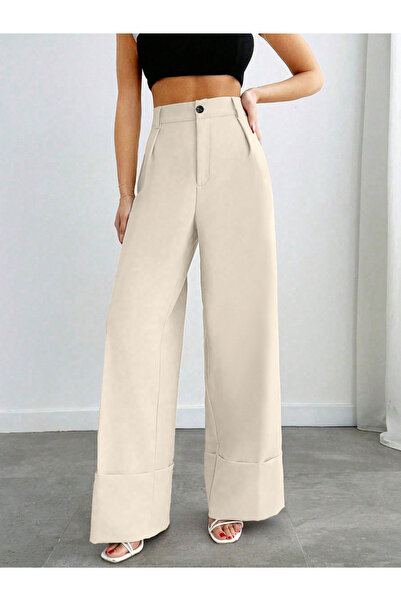 Take Two By Styli Off White Wide Leg Trousers