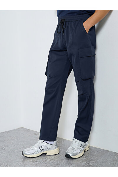 Take Two By Styli Men Navy Cargo Pants with Drawstring
