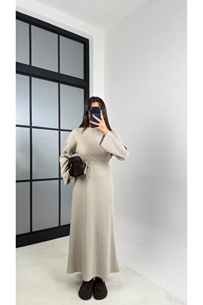 Gaus Taş Kuşaklı Uzun Triko Elbise GAUS-00802