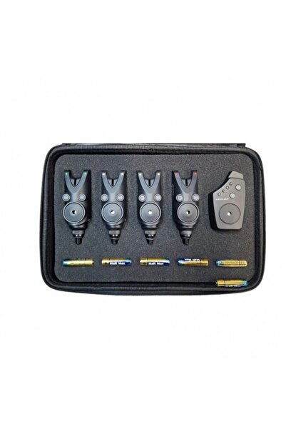 wind blade Bazar Pescuit Set 4 avertizori cu stație 4 culori si geantă protecție model 517