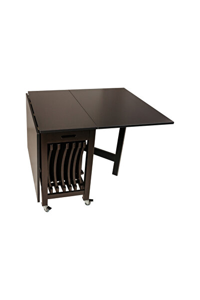 wline FOLDING TABLE WITH 6 BLACK CHAIRS