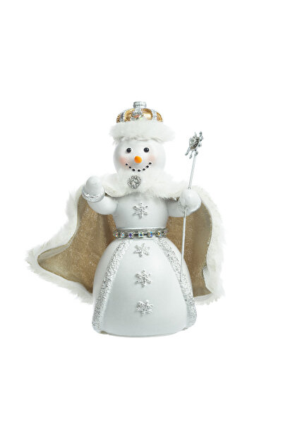 OEM Decoratiune Craciun, Om de zapada alb cu auriu, 8*8*14 cm