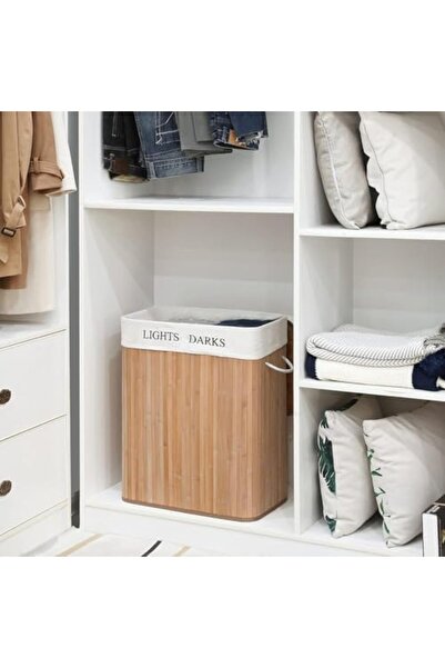 STOREMAX Doğal Bambu Katlanabilir Kirli Çamaşır Sepeti, Yıkanabilir Çıkarılab...