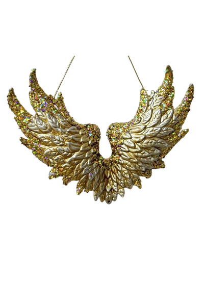 OEM Decoratiune Craciun, Aripi de agatat aurii, 13.8*2.5*10.3 cm