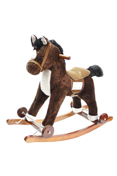RCO Wooden Rocking Horse with Sounds, Plush, Dark Brown, RCO® WJ5810D