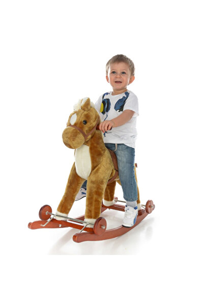 RCO Wooden Rocking Horse with Sounds, Plush, Brown, RCO® WJ5810B