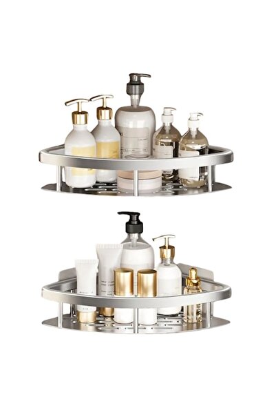 Air Tone Technology Raft de duș de colț din aluminiu - Set de 2, Gri/Argintiu