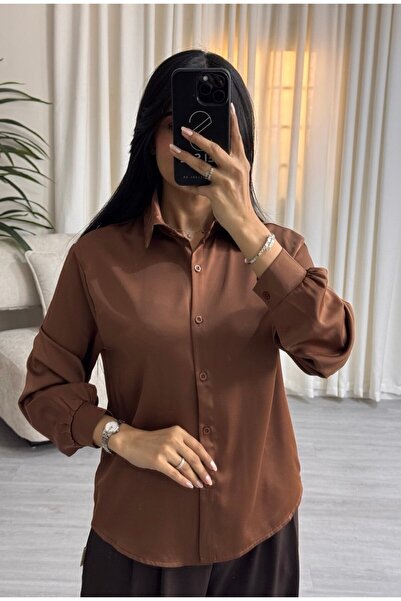 SELSAL brown satin shirt