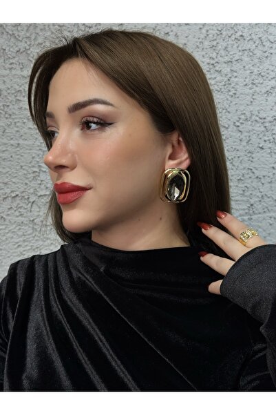 TRENDTAKI أقراط سواروفسكي دايمونت ميكليك مطلية بالذهب 00357
