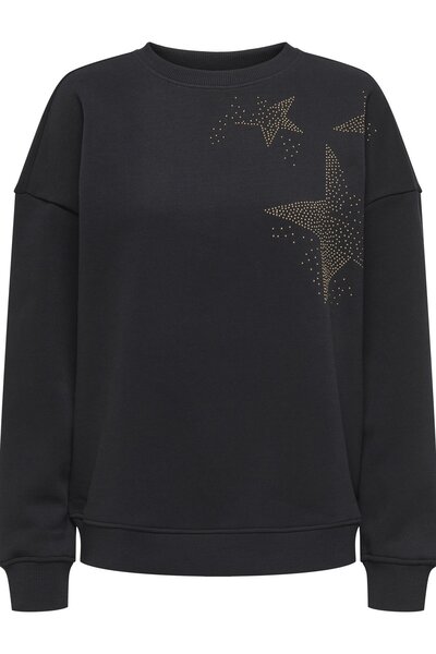 ONLY Women's / Girls' Black Sweatshirt Model Code: (15358805) Onllucca L/S O-Neck Detail Cs Swt