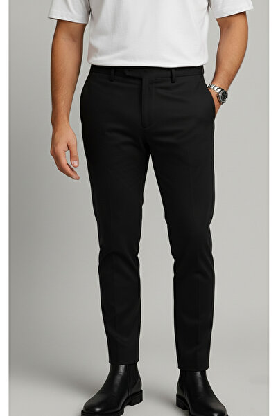 Bürke Ανδρικό υφασμάτινο παντελόνι σε μαύρο χρώμα καλής ποιότητας