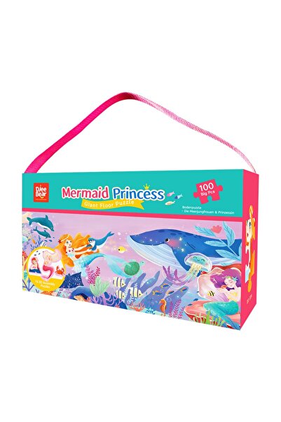 Hibobi Premium لعبة أحجية أرضية عملاقة بتصميم أميرة حورية البحر مع صندوق هدايا