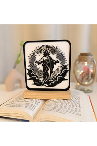 DECORADI Decoratiune religioasa Iisus Hristos inaltat, design modern, alb/neg...